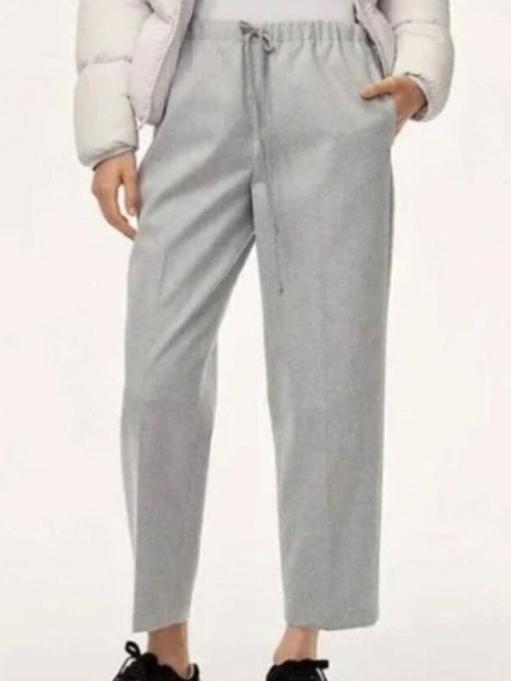 Aritzia The Group Babaton - Light Grey Drawstring Ankle Trousers